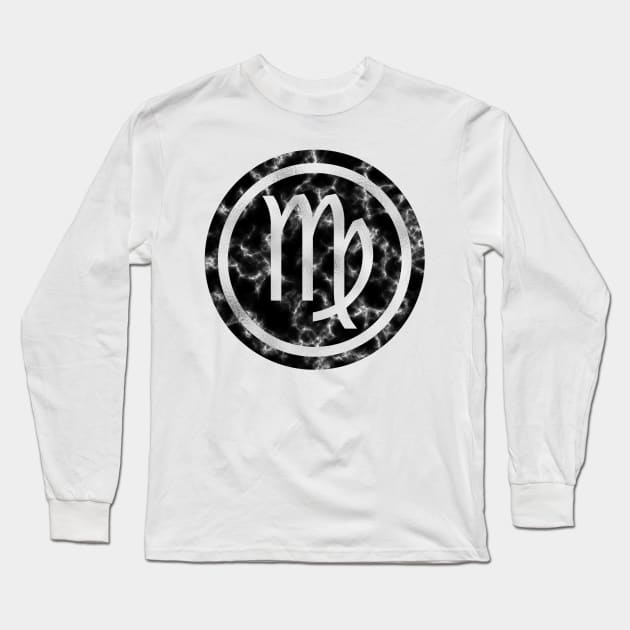 Black Marble Zodiac - Virgo Long Sleeve T-Shirt by BiscuitSnack